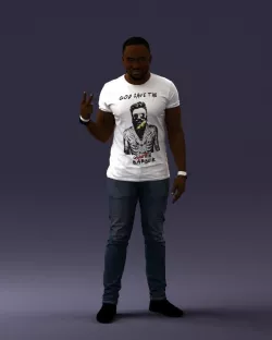 A black man in a white t-shirt 0902 3D model