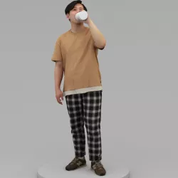 A Relaxed Man Drinking Water From A Bottle 3D model