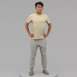 A Strong Young Man Posing In Akimbo Posture 3D model