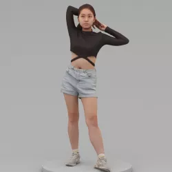 A Young Woman Holding Her Hands At the Back Of Head 3D model