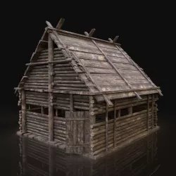 AAA Next Gen Medieval Log Forest Wooden House Cottage Hut Cabin Low-poly 3D model