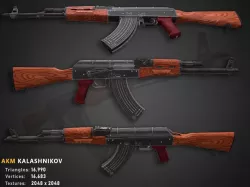 AKM Kalashnikov AK 47 Low-poly 3D model