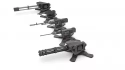 Automatic turret gun PBX animated set Low-poly 3D model