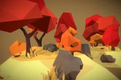 Autumn Trees Set - Faceted Style Low-poly 3D model
