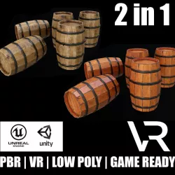 Barrel Game Ready PBR Low-poly 3D model
