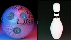 BOWLING BALL AND BOWLING PINS 3D model