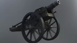 cannon cartoon military rigged model 3D model