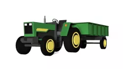 Cartoon Farm Tractor With Trailer Low-poly 3D model
