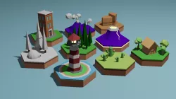Cartoon islands low poly set Low-poly 3D model