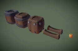 Cube World Wooden Barrels - Proto Series Low-poly 3D model