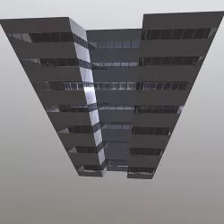 Dystopian Block Building Low-poly 3D model
