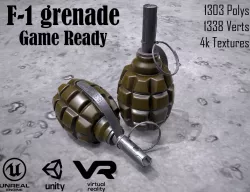 F1 grenade Game ready Low-poly 3D model