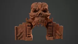 Fantasy red rocky arch with skull environment asset  Low-poly 3D model