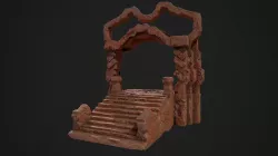 Fantasy red rocky portal environment asset Low-poly 3D model