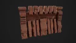 Fantasy red rocky wall pattern Low-poly 3D model