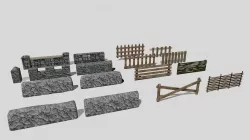 Fences Pack Low-poly 3D model