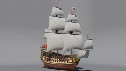 First rate ship of the line HMS Prince 1670 Low-poly 3D model