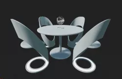 Futuristic Dining Table Set Low-poly 3D model