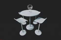 Futuristic Table Set Low-poly 3D model