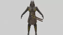 Ghost Samurai Warrior With PBR Materials And Multiple Skins Low-poly 3D model