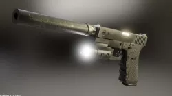 Glock Pistol With Textures Includes Magazine Slide and Silencer Low-poly 3D model