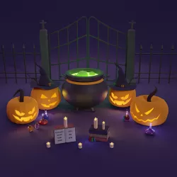 Halloween illustration Low-poly 3D model