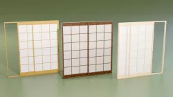 Japanese Shoji with basic design Low-poly 3D model