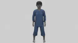 Japanese Style Ghost Boy With PBR Materials And Multiple Skins Low-poly 3D model