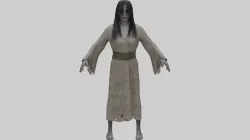 Japanese Style Ghost Woman With PBR Materials And Multiple Skins Low-poly 3D model