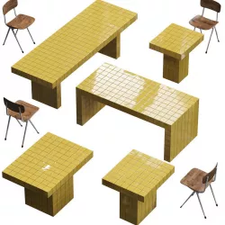 Lalume chair and tiled tables 3D model