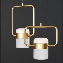 Lampatron FIREFLY Pendant light Brass and White 3D model