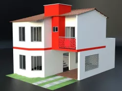 Latin twins house with internal spaces 3D model