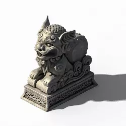 Lin an City - Dali Temple - Stone Lion 3D model