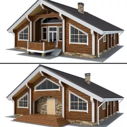 Log house - rounded log 3D model