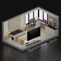 Low-poly Cool 3D gaming set-up Low-poly 3D model