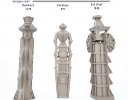 Low-Poly Scifi Building pack for city or Cartoon Low-poly 3D model