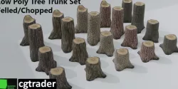Low Poly Tree Trunk Variety Pack Low-poly 3D model