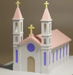 lowpoly Cartoon Church Low-poly 3D model