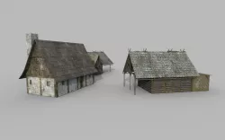Lowpoly medieval houses 3D model