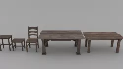 Medieval Dining Set Low-poly 3D model