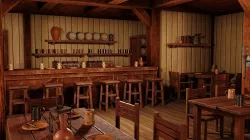 Medieval Inn with Interior Low-poly 3D model