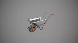 Metal - Orange Wheelbarrow Low-poly 3D model