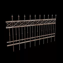 Metal Picket Fence Low-poly 3D model