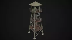 Military tower Low-poly 3D model