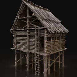 NEXT GEN AAA Forest Wooden Watchtower House Scouttower Log Cabin Low-poly 3D model