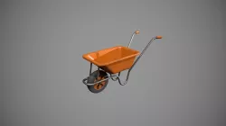 Orange Wheelbarrow Low-poly 3D model
