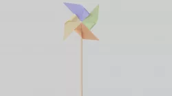 Paper Windmill Low-poly 3D model