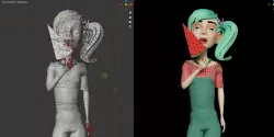 Rigged - Stylized Character Girl - Julie - Blender 3D model