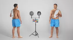 Shirtless man with white towel standing 231 Low-poly 3D model