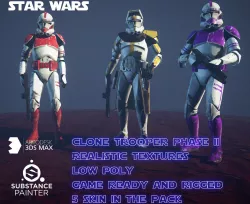 Star wars Clone trooper Phase 2 pack 2 Low-poly 3D model